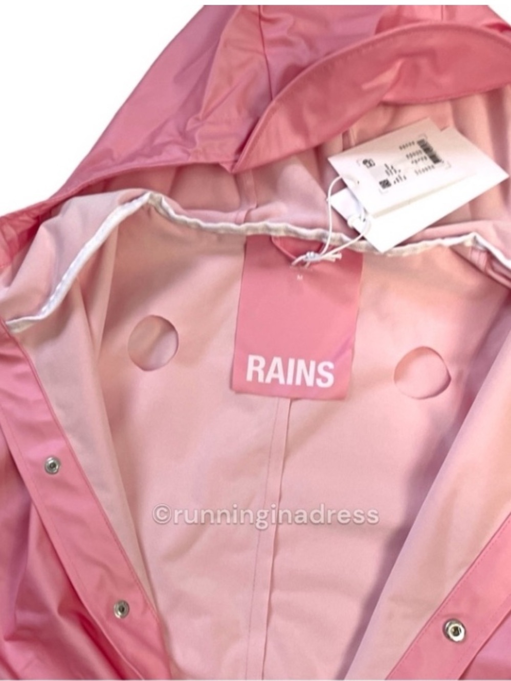 NWT RAINS Pink Sky Long Jacket Waterproof Unisex Rain Coat Medium M - Picture 11 of 16